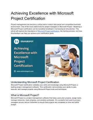 Achieving Excellence with Microsoft Project Certification