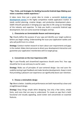 Tips, Tricks, and Strategies for Building Successful Android Apps - Siddhi Infosoft