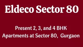 Eldeco Sector 80 Gurgaon E-Brochure