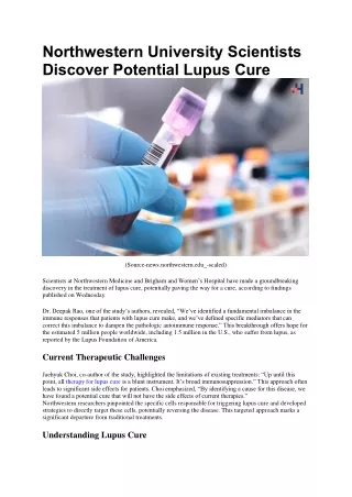Northwestern University Scientists Discover Potential Lupus Cure