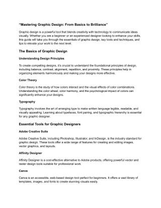 "Mastering the Art of Graphic Design: Tips, Trends, and Tools for Creatives"