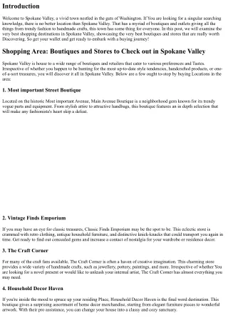 Buying Community: Boutiques and Shops to Take a look at in Spokane Valley