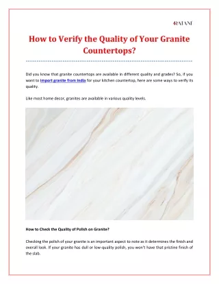 How to Verify the Quality of Your Granite Countertops