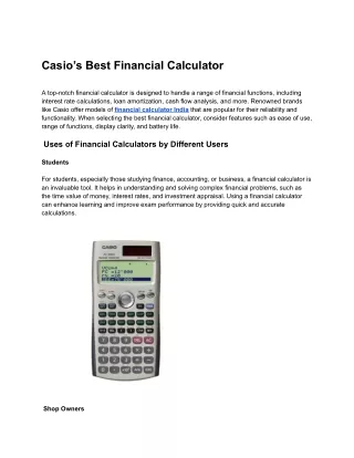 Casio’s Best Financial Calculator