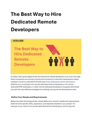 The Best Way to Hire Dedicated Remote Developers