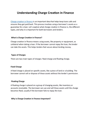 Understanding Charge Creation in Finance