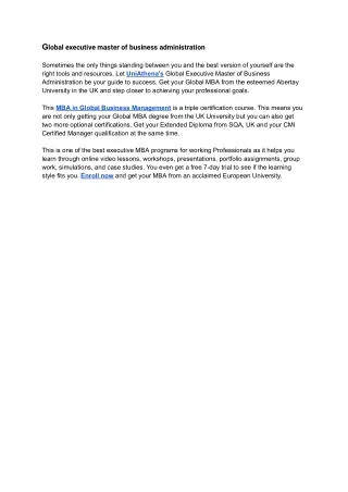 Global executive master of business administration