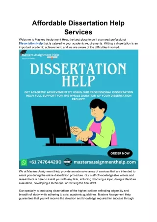 Affordable Dissertation Help Services