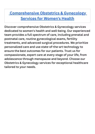 _Comprehensive Obstetrics & Gynecology Services for Women's Health