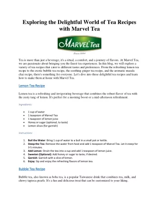 Exploring the Delightful World of Tea Recipes with Marvel Tea