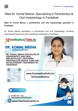 Meet Dr. Komal Meena Specializing in Periodontics & Oral Implantology in Faridabad