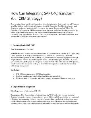 How Can Integrating SAP C4C Transform Your CRM Strategy