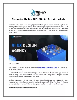 Discovering the Best UI-UX Design Agencies in India