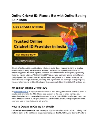 Online Cricket ID_ Place a Bet with Online Betting ID in India