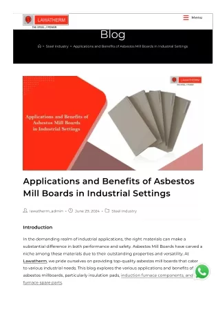 Applications and Benefits of Asbestos Mill Boards in Industrial Settings - Lawatherm - The Steel Power