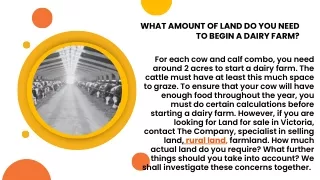 WHAT AMOUNT OF LAND DO YOU NEED TO BEGIN A DAIRY FARM