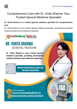 Comprehensive Care with Dr. Vinita Sharma  Your Trusted General Medicine Specialist