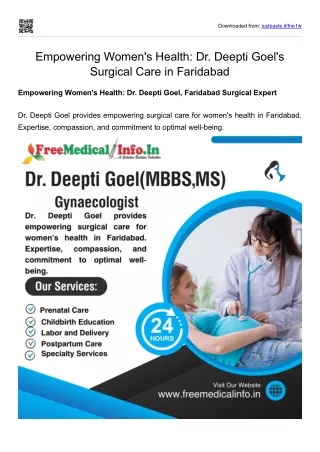 Empowering Women's Health Dr. Deepti Goel's Surgical Care in Faridabad