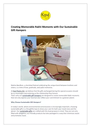 Creating Memorable Rakhi Moments with Our Sustainable Gift Hampers