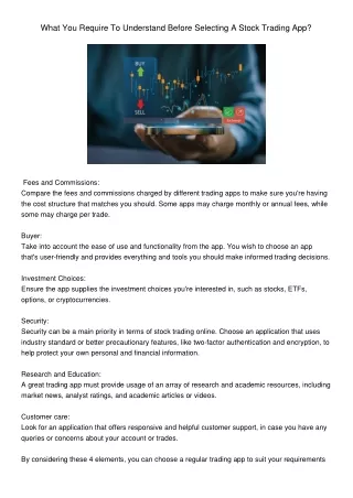 WhatYouRequireToUnderstandBeforeSelectingAStockTradingApp