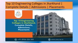 Top 10 Engineering Colleges in Jharkhand, Complete Details,Admissions,Placements