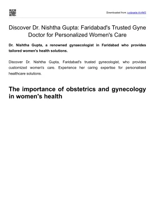 Discover Dr. Nishtha Gupta Faridabad's Trusted Gyne Doctor for Personalized Women's Care