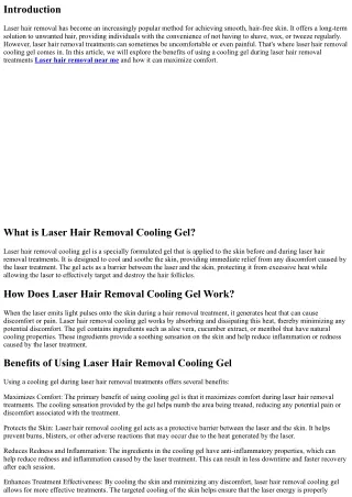 Laser Hair Removal Cooling Gel: Maximizing Comfort during Treatments