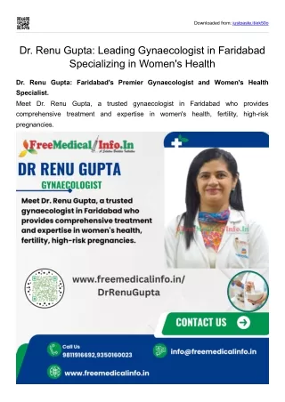 Dr. Renu Gupta Leading Gynaecologist in Faridabad Specializing in Women's Health