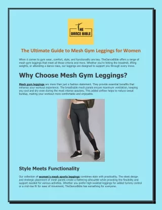 The Ultimate Guide to Mesh Gym Leggings for Women