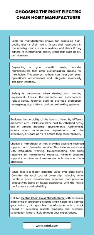 Choosing the Right Electric Chain Hoist Manufacturer