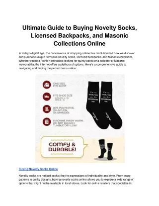 Ultimate Guide to Buying Novelty Socks, Licensed Backpacks, and Masonic Collections Online