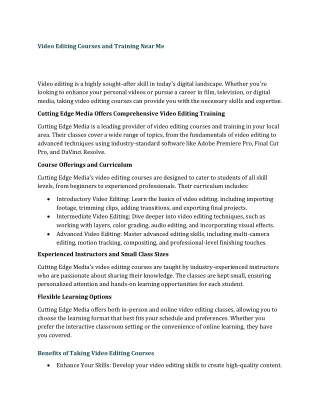 Film Editing Classes Near Me