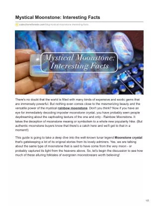 cabochonsforsale.com-Mystical Moonstone Interesting Facts