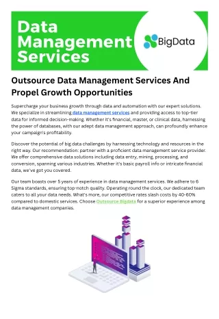 Unlocking Efficiency The Benefits of Outsourcing Data Management Services