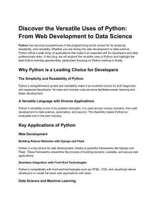Discover the Versatile Uses of Python_ From Web Development to Data Science
