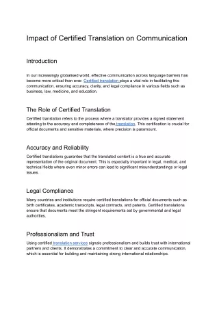 Impact of Certified Translation on Communication