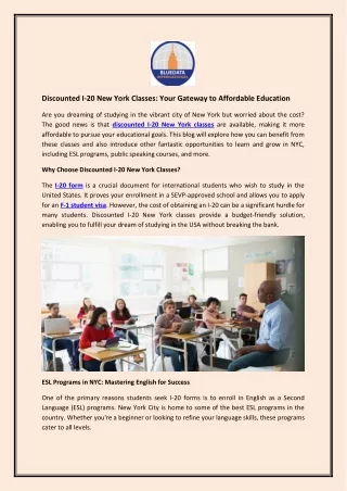 Discounted I-20 New York Classes - Your Gateway to Affordable Education