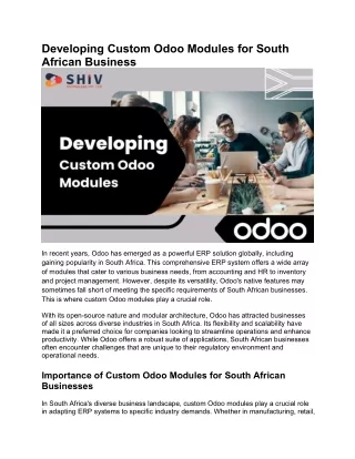 Creating Custom Odoo Modules for South African Business-PDF Guide