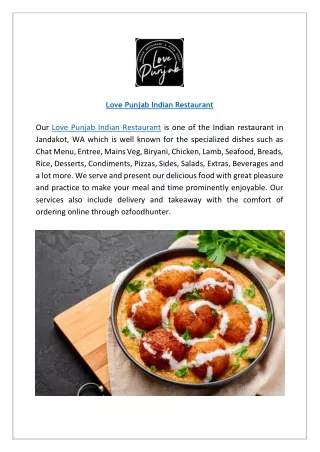 Authentic Indian Cuisine at Love Punjab Restaurant | Jandakot’s Finest Indian Di
