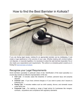 Finding the Best Barrister in Kolkata