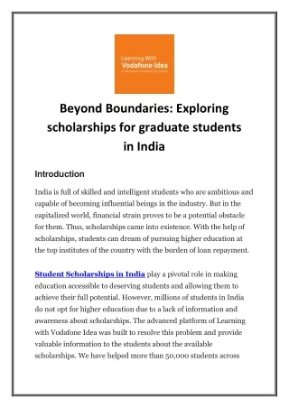 Beyond Boundaries: Exploring  scholarships for graduate students in India