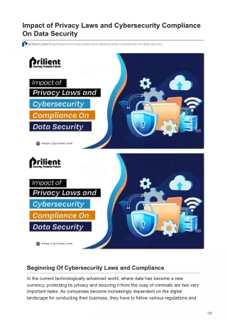 prilient.com-Impact of Privacy Laws and Cybersecurity Compliance On Data Security