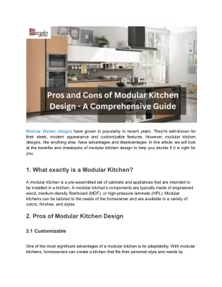 Pros and Cons of Modular Kitchen Design - A Comprehensive Guide