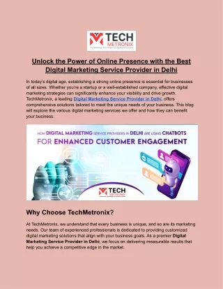 Tech Metronix-Digital Marketing Service Provider in Delhi