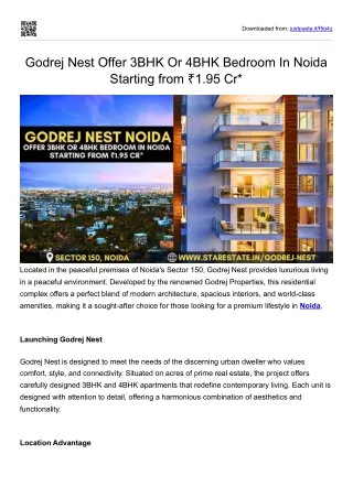 Godrej Nest Offer 3BHK Or 4BHK Bedroom In Noida Starting from ₹1.95 Cr*