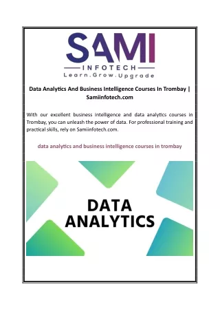 Data Analytics And Business Intelligence Courses In Trombay | Samiinfotech.com