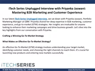 iTech Series Unplugged Interview with Priyanka Jaswani