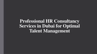 Professional HR Consultancy Services in Dubai for Optimal Talent Management