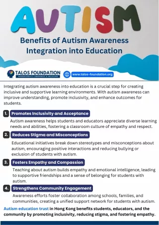 Benefits of Autism Awareness Integration into Education