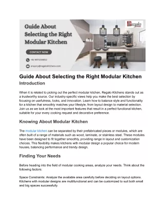 Guide About Selecting the Right Modular Kitchen